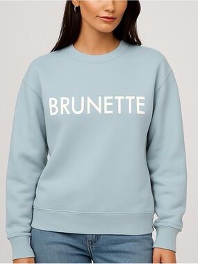 Brunette The Label “Brunette” Crewneck Sweatshirt (NWOT) Summer Sky, Size S/M